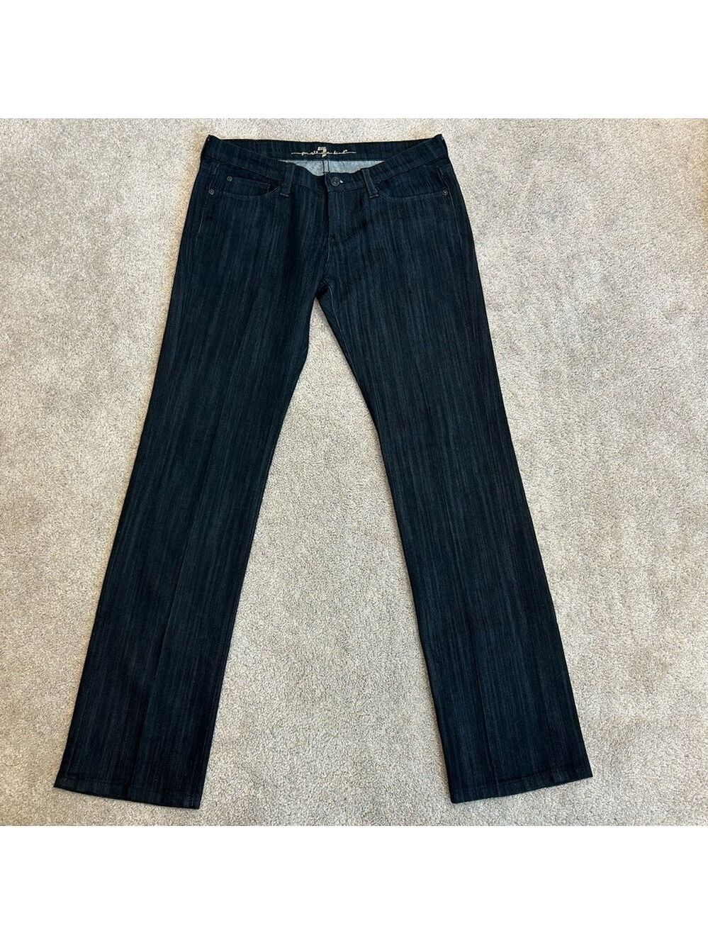 7 for all mankind dark wash Rhinestone pocket denim jeans straight leg Sz 30